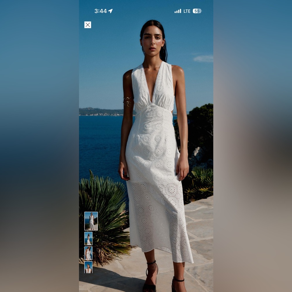 Zara  midi dress with halter neck and v- neck line